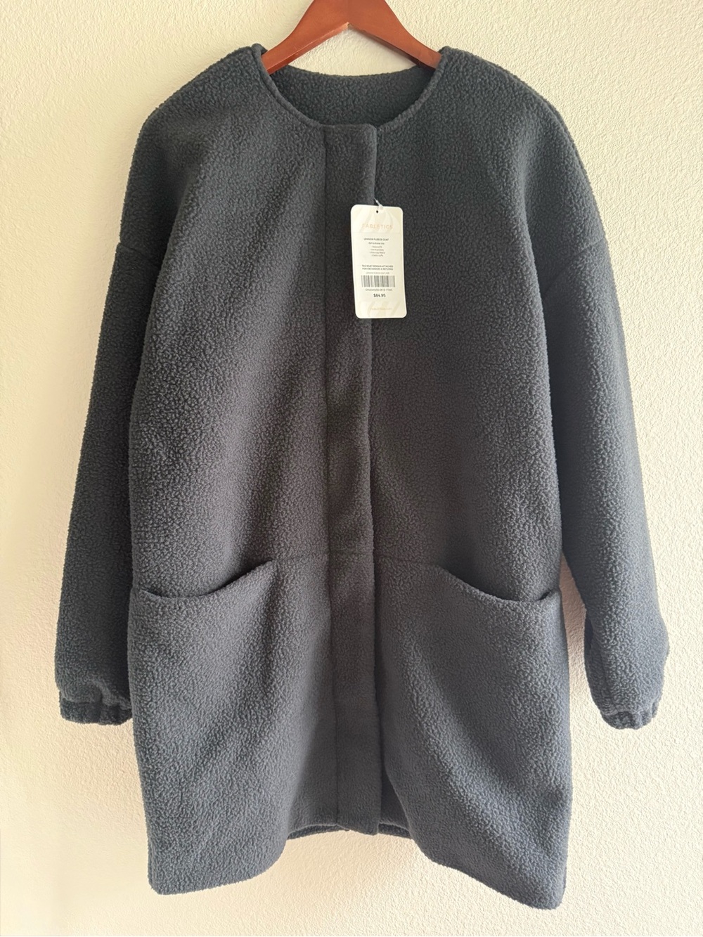 Fabletics Charcoal Gray Teddy Longline Jacket Size M